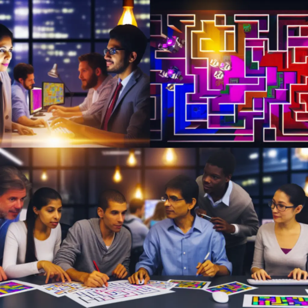 Zespół twórców gry Super Maze World pracujący nad kolorową, arcade'ową oprawą